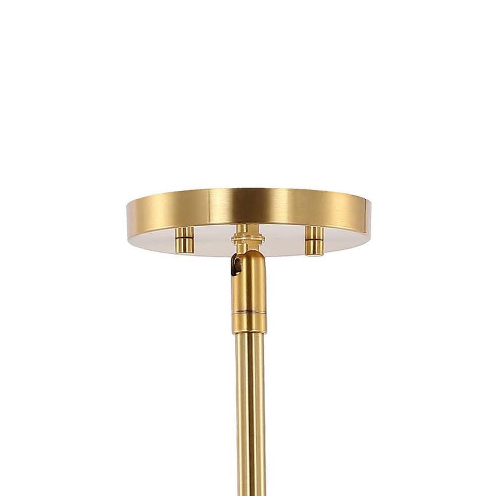 Cillian 27" Satin Gold Brass 6-Light LED Chandelier with White Fabric Shades