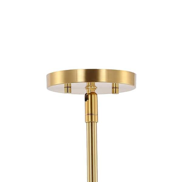 JONATHAN Y Cillian 27 in. 6-Light Brass Gold/Clear Mid-Century