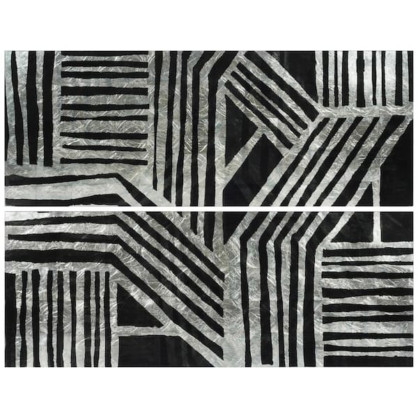 Empire Art Direct Nokomis Silver Leaf Reverse Printed on Tempered Glass Diptych Unframed Abstract Wall Art 63 in. x 24 in. Each Piece