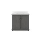 Ellamar 36 in. W x 20 in. D Bath Vanity in Antique Grey with Quartz Stone Vanity Top in White with White Basin