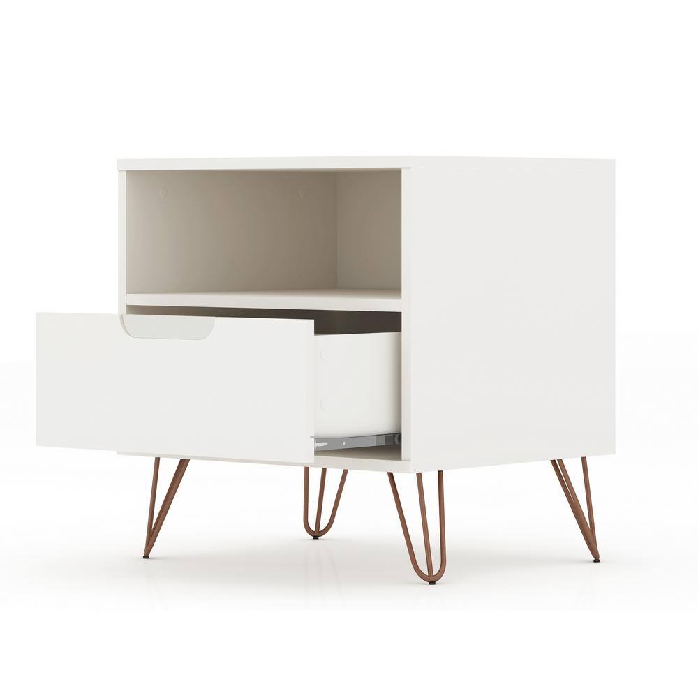 Set of 2 Gray 1-Drawer Nightstands with Hairpin Legs