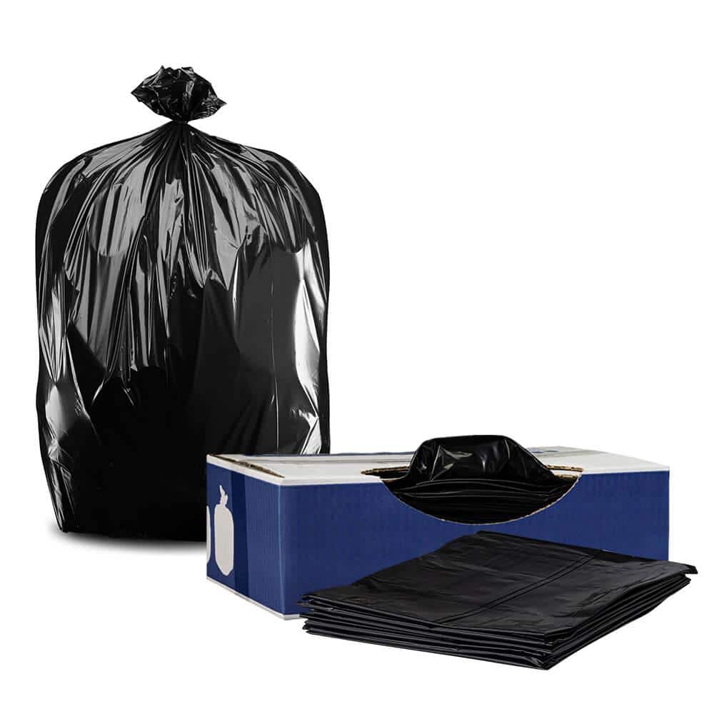 Black Recycled Plastic 30 Gallon Draw & Tie Trash Bags, 250 Count