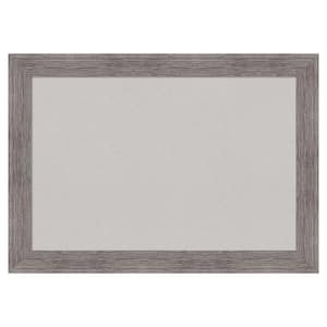 Pinstripe Plank Grey Narrow Framed Grey Corkboard 27 in. x 19 in. Bulletin Board Memo Board