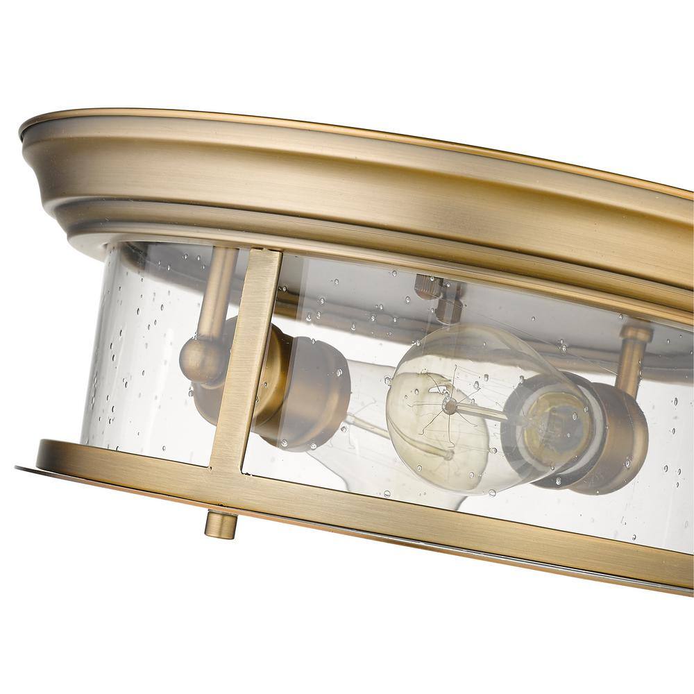 Heritage Brass 13.5" Flush Mount Light with Seeded Glass Shade
