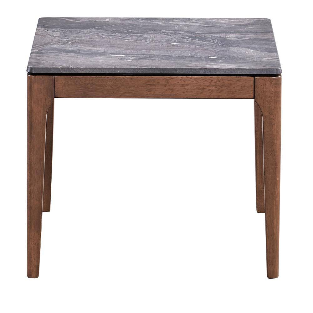 24" Walnut and Engineered Stone Square Side Table