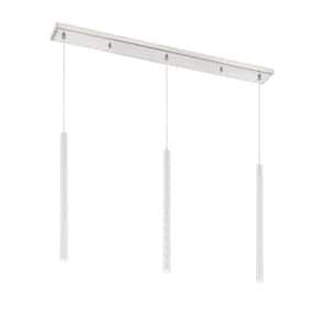 Forest 5-Watt 3-Light Integrated LED Brushed Nickel Shaded Chandelier with Matte White Steel Shade