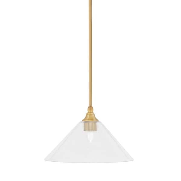 Unbranded Sparta 100-Watt 1-Light New Age Brass Shaded Pendant Light Mini Pendant with Clear Bubble Glass and No Blulb Included
