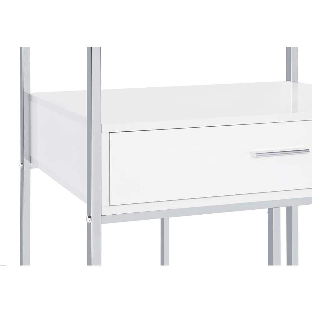 Figueroa White and Chrome Modern Bar Cabinet with Drawer