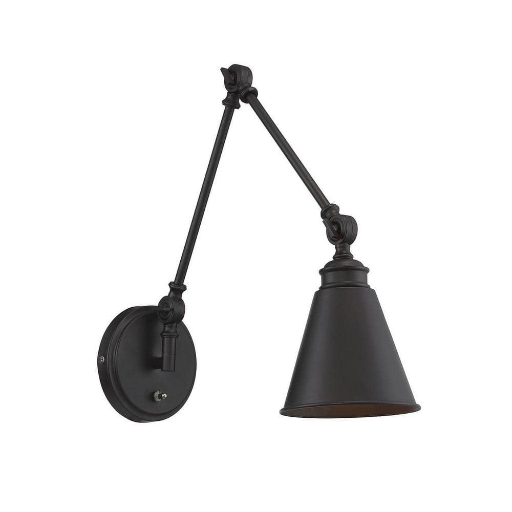 English Bronze Adjustable Wall Sconce with Dimmable Light