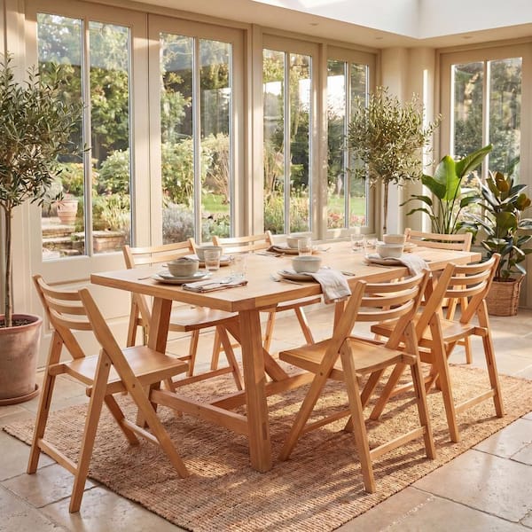 Jacie Natural Wood Folding Chair Set of 2