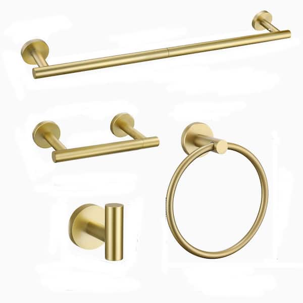 5 Piece Bathroom Hardware Set-Piece Bath Towel Bar Set with Accessories in Brushed Gold Stainless Steel Finish