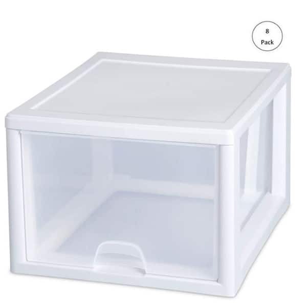 Sterilite 10 25 In D X 17 In H 27 Qt 1 Drawer Single Modular Stacking Storage Drawer Container 24 Pack 24 X The Home Depot