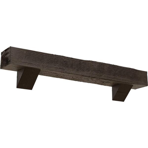 Ekena Millwork 8 in. x 12 in. x 4 ft. Rough Sawn Faux Wood Fireplace Mantel  Kit, Breckinridge Corbels, Natural Honey Dew MANURS08X12X48BKHD - The Home  Depot