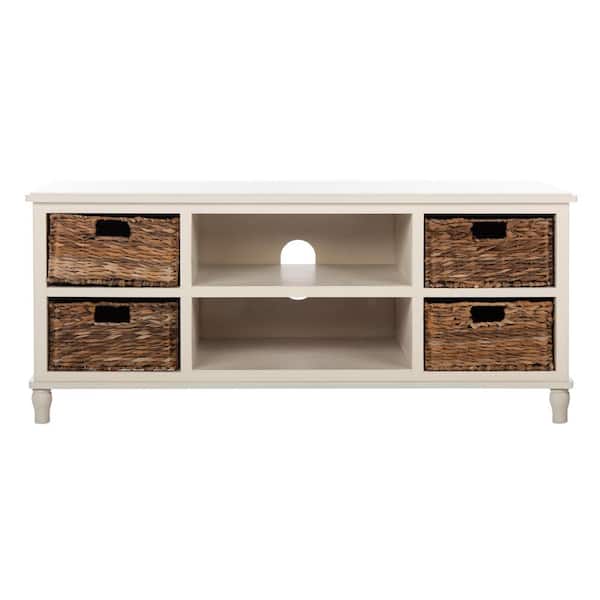 SAFAVIEH American Home 47 in. Rustic White Wood TV Stand