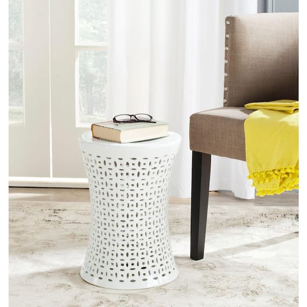 Safavieh Camilla White Ceramic Garden Stool Acs4550a The Home Depot Safavieh Camilla White Ceramic Garden, Safavieh Acs4581a Parri Ceramic Decorative Garden Stool Blue And White