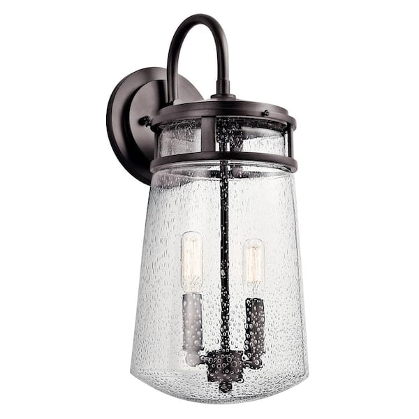 KICHLER Lyndon 18.25 in. 2-Lights Architectural Bronze Outdoor Hardwired Barn Sconce with No Bulbs Included (1-Pack)