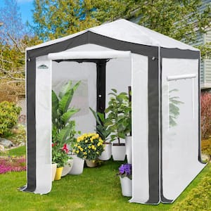 6 ft. W x 8 ft. D Pop-up Walk-in Gardening Greenhouse Canopy, White/Gray