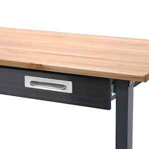 Mobile 1-Drawer Wood Top Workbench on Wheels in Graphite Black (48 in W x  37.4 in H x 24.7 in D)