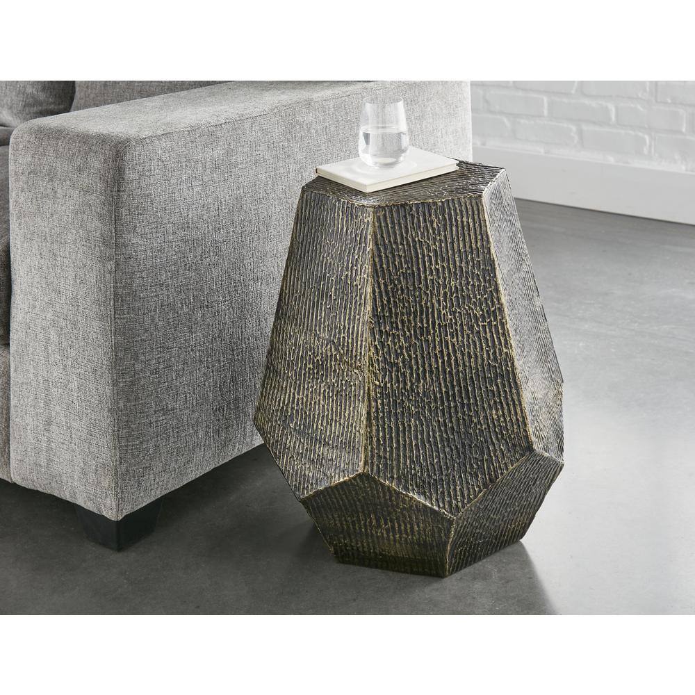 Donato Hexagonal Gold Metal End Table