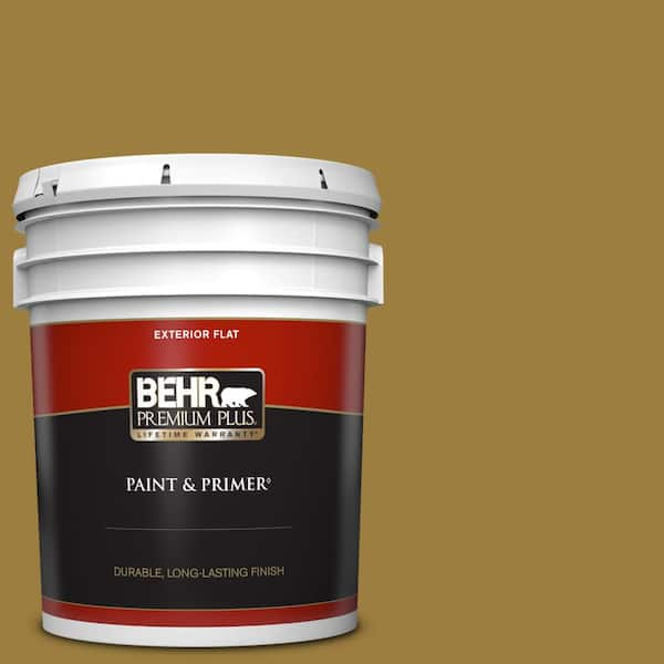 BEHR PREMIUM PLUS 5 gal. #S-H-380 Burnished Bronze Flat Exterior Paint & Primer