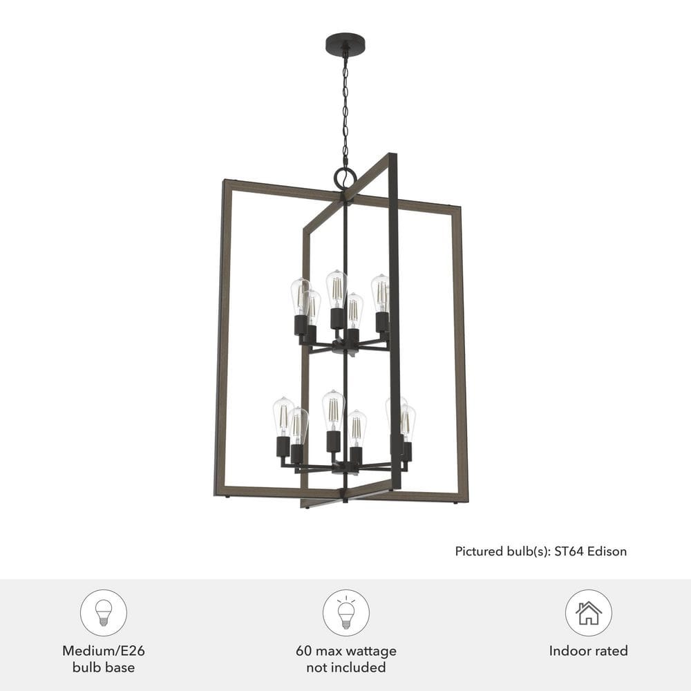 Woodburn Noble Bronze 12-Light Modern Lantern Pendant