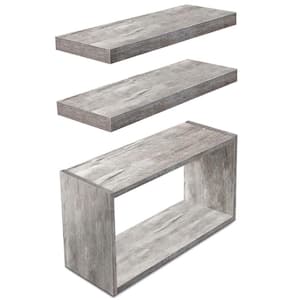 Floating Shelves and Box for Wall 3 Pack- 16 in. W x 5.5 in. D Gray Decorative Wall Shelf