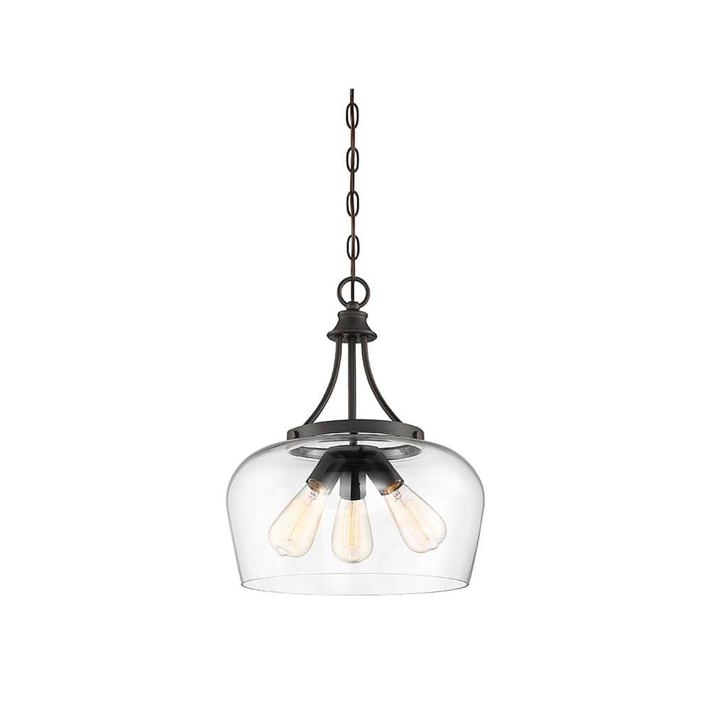 English Bronze Glass Transitional Pendant Light