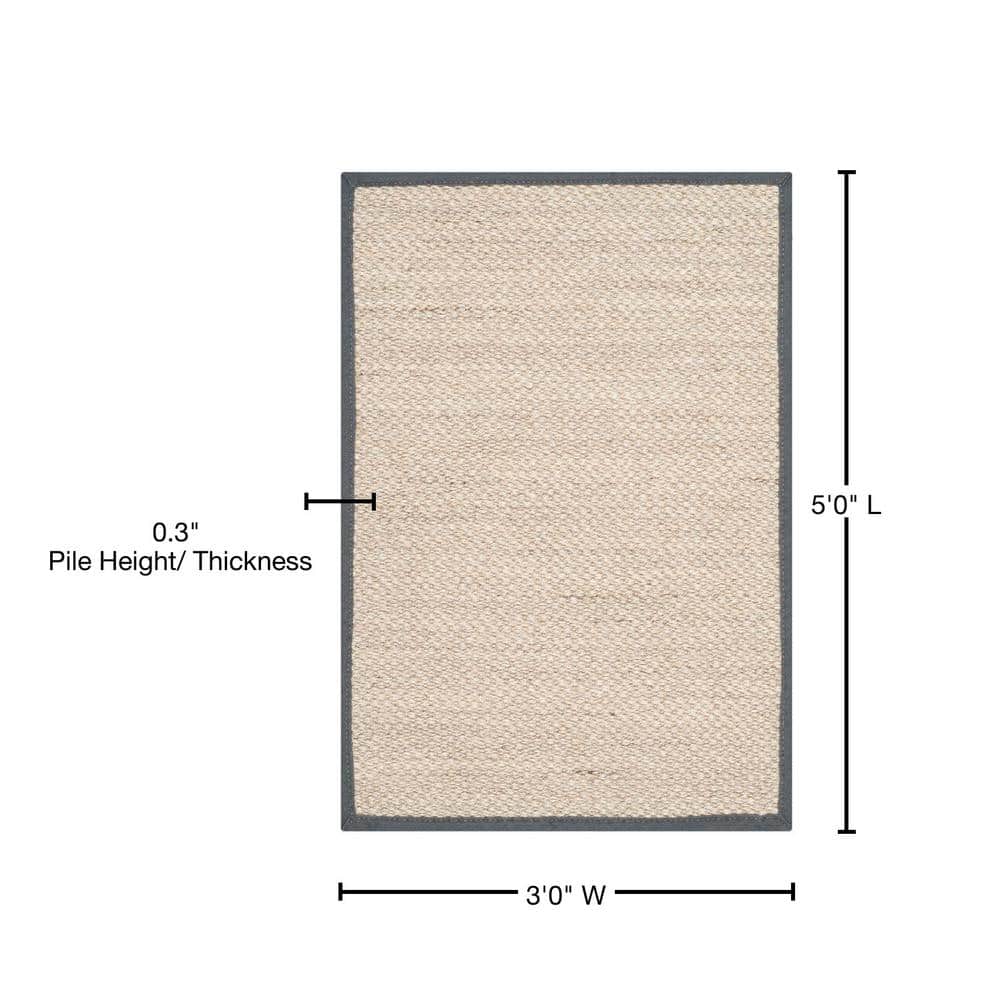 Marble and Dark Grey Hand-Knotted Natural Fiber Area Rug