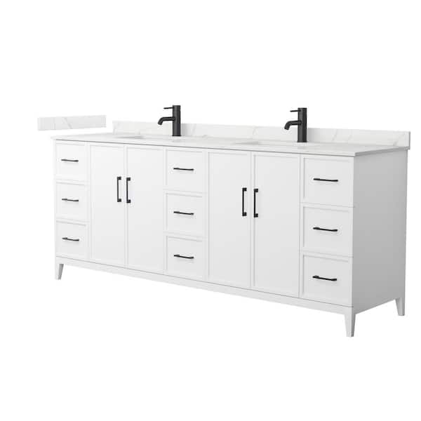 Elan 84 in. W x 22 in. D x 35 in. H Double Bath Vanity in White with Giotto Quartz Top