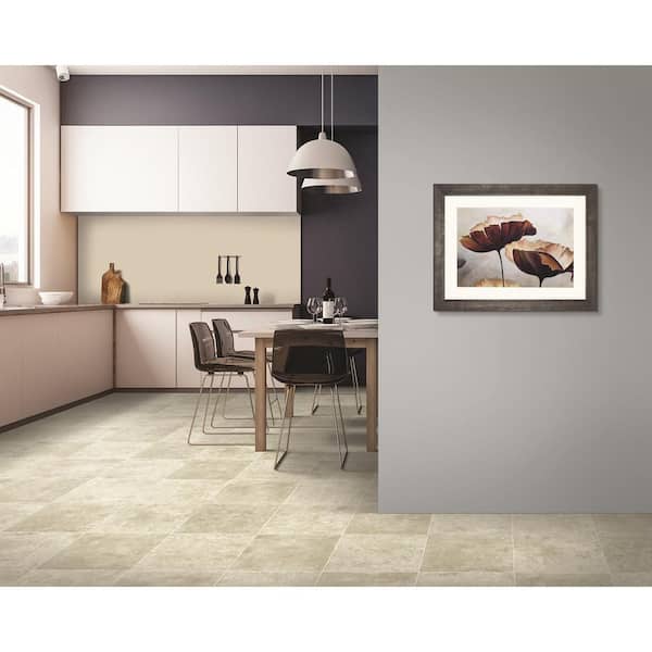 Take Home Sample - Egret White Tile 10 MIL 6 in. x 9 in. Waterproof Vinyl Sheet Flooring