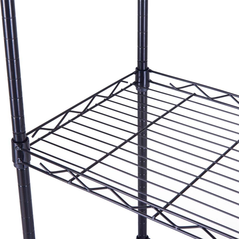 Adjustable Black 4-Tier Wire Shelving Unit