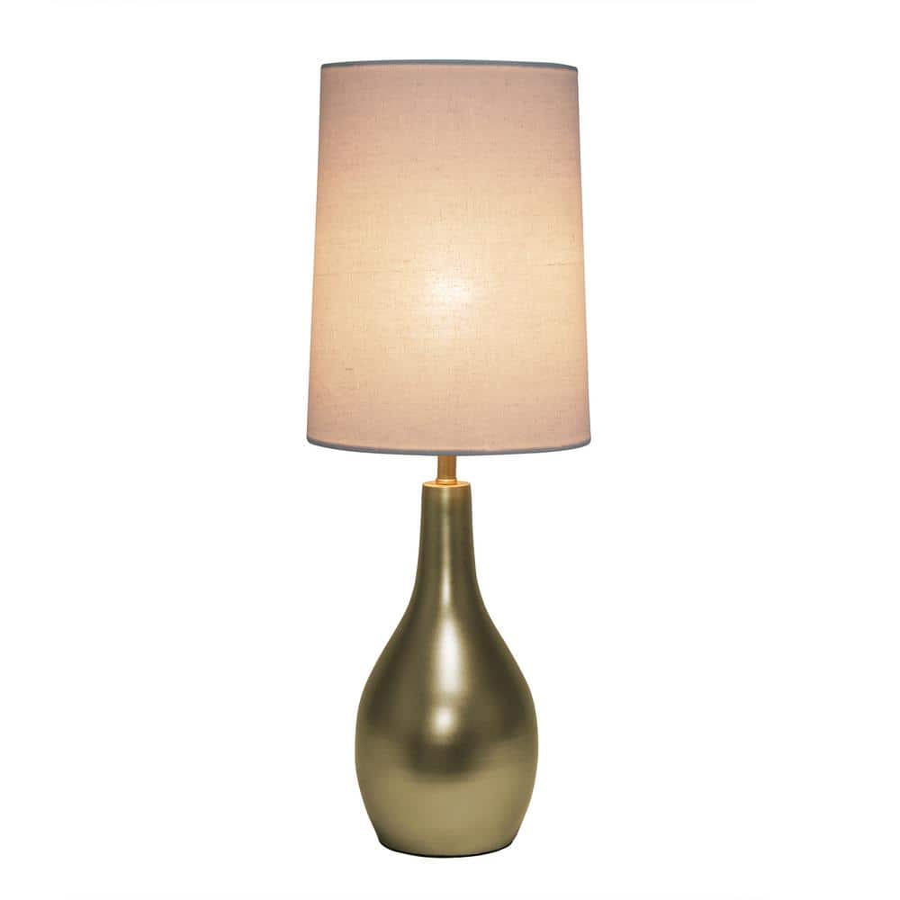 Gold Droplet Nightstand Lamp with White Empire Shade