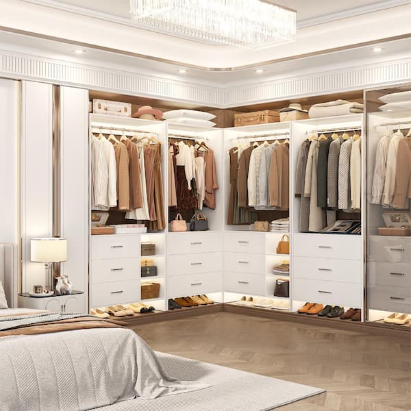 Aheaplus Closet System with 6 Drawers wood Walk-in Closet or Small