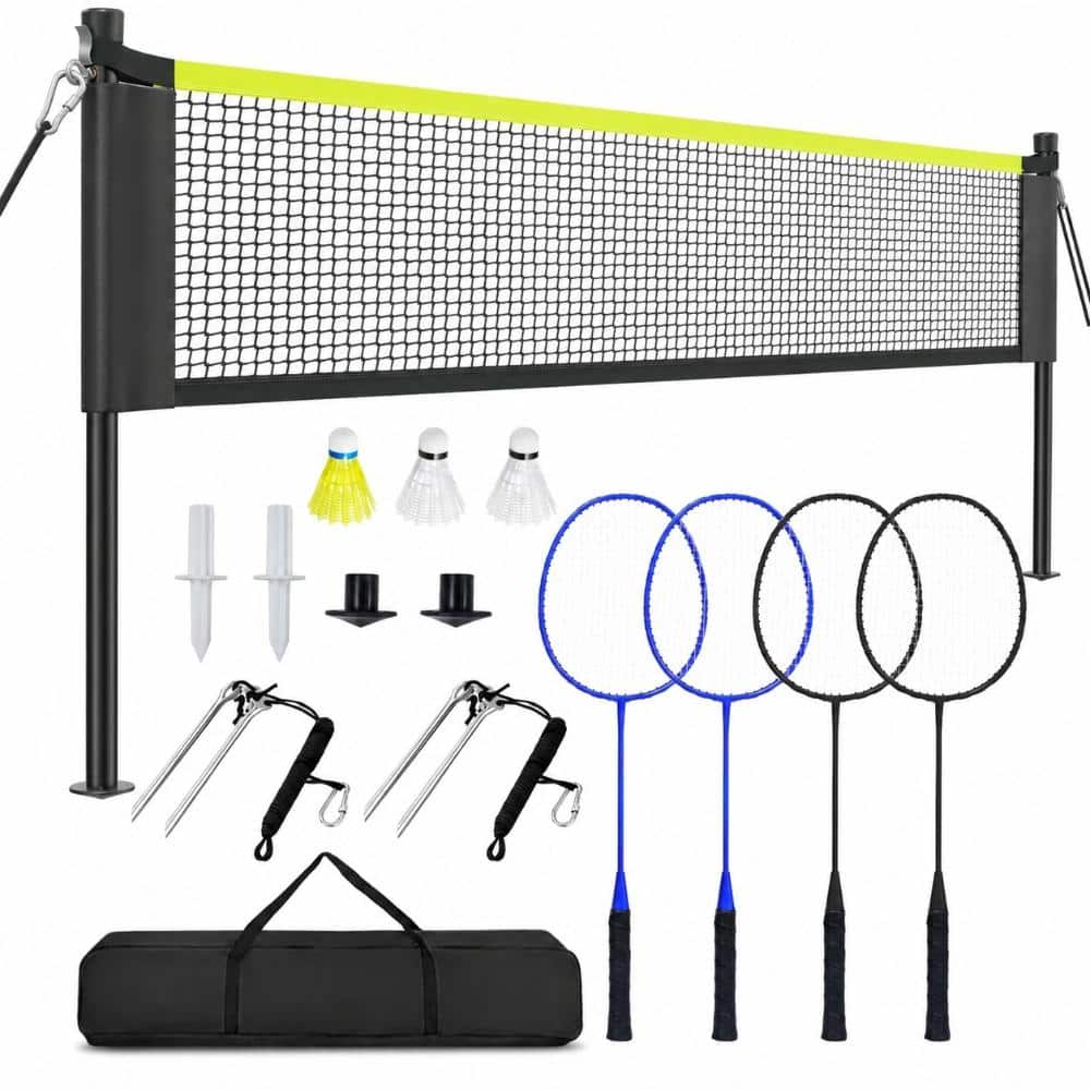 20ft x 5.1ft Outdoor Badminton Net Set with Anti-Sag Winch System, 4 Rackets, 3 Shuttlecocks, Durable PE Net and Carry price history on PriceWatchPro