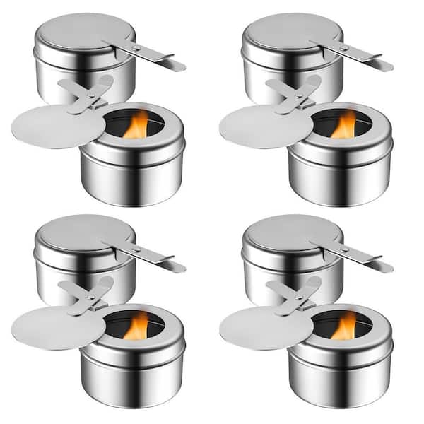 8-Pack Stainless Steel Chafing Fuel Holder with Safety Cover, Canned Heat Holder for Chafing Dish