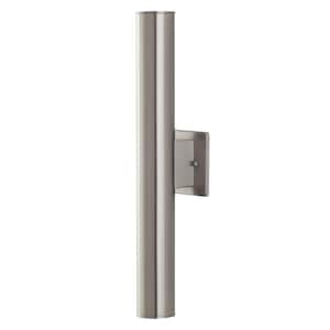 Riga 20 in. Large Modern Stainless Steel Integrated LED Cylinder Outdoor Wall Sconce Light