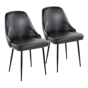 Marcel Black Faux Leather & Black Metal Side Dining Chair (Set of 2)