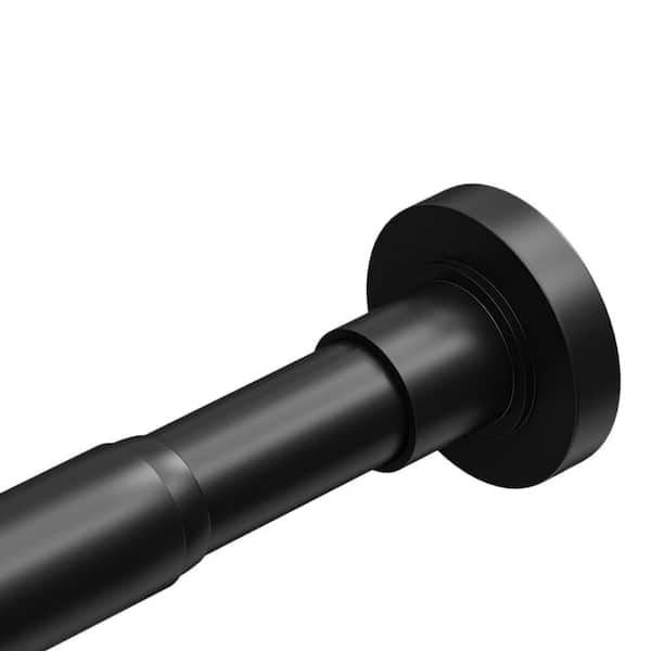 66 to 120 in. Tension Mounted Curtain Rods, No Drilling, 1.25 in. Diameter, Heavy Duty Extra Long Tension Rod, Black