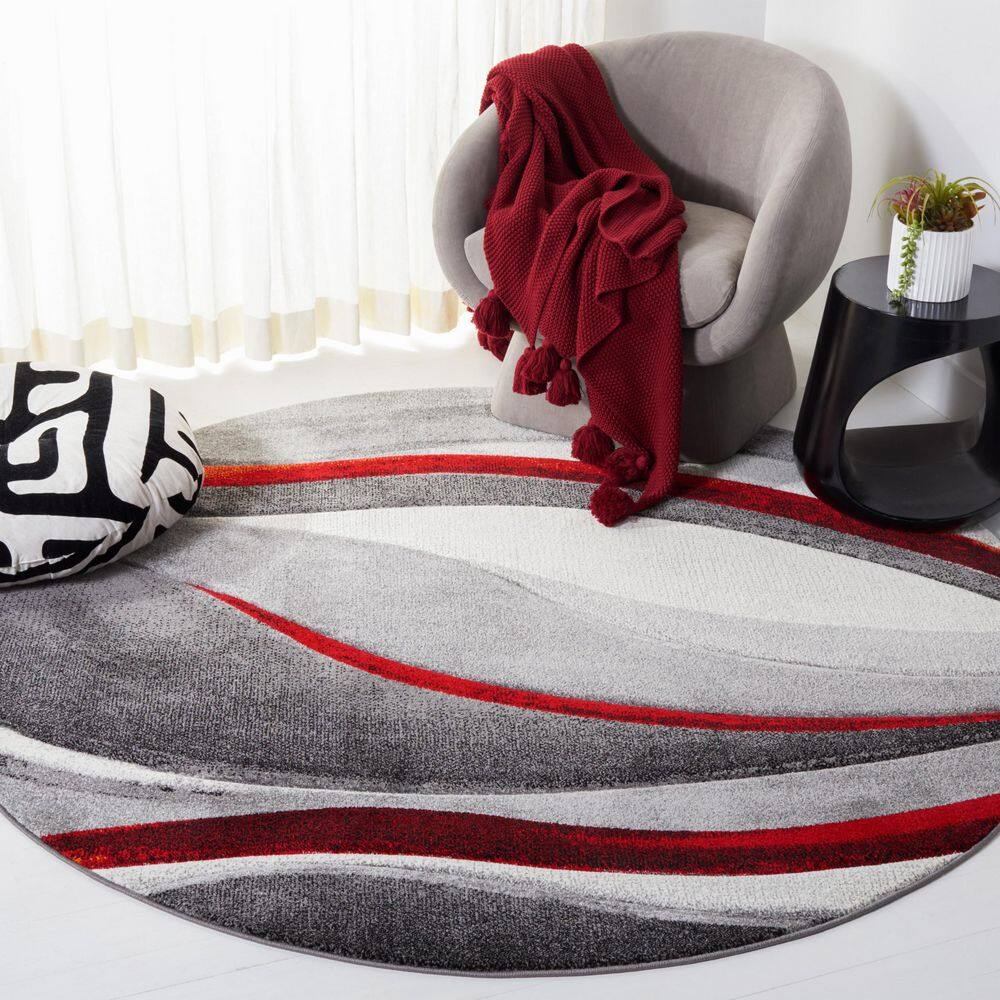 Hollywood 7 X 7 Gray/Red Abstract Round Rug price history on PriceWatchPro
