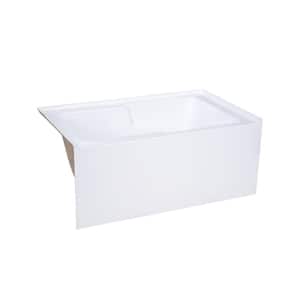 Voltaire 54 in. x 30 in. Acrylic White, Alcove, Integral Armrest, Left-Hand Drain, Apron Rectangular Bathtub in White