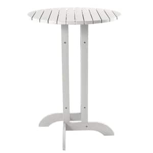 White 30 in. Recycled Plastic Round Bar Dining Table
