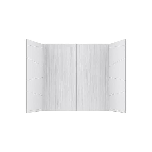 Ella Prairie 60 in. W x 60 in. H 4-Piece Glue Up Marble Alcove Tub Wall Surround in Matte White