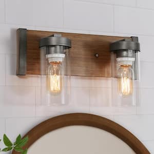 Hampton Bay Regan 12.75 in. 2-Light Brushed Nickel Vanity Light with ...