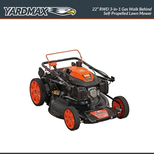 YARDMAX 22 in. 201CC Select Pace 6 Speed CVT High Wheel RWD 3 in 1 Gas Walk Behind Self Propelled Lawn Mower