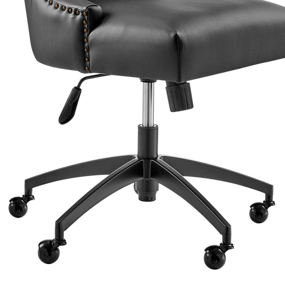 Empower Channel Tufted Black Vegan Leather Swivel Office Chair