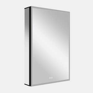 20 in. W x 30 in. H Rectangular Aluminum Medicine Cabinet with Mirrors and LED Lights Fog-free Recessed or Surface Mount