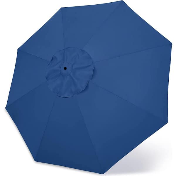 ATENGNES 9 ft. Patio Outdoor Table Market Yard Umbrella Replacement Top Cover Canopy with 8-Ribs Dark Blue