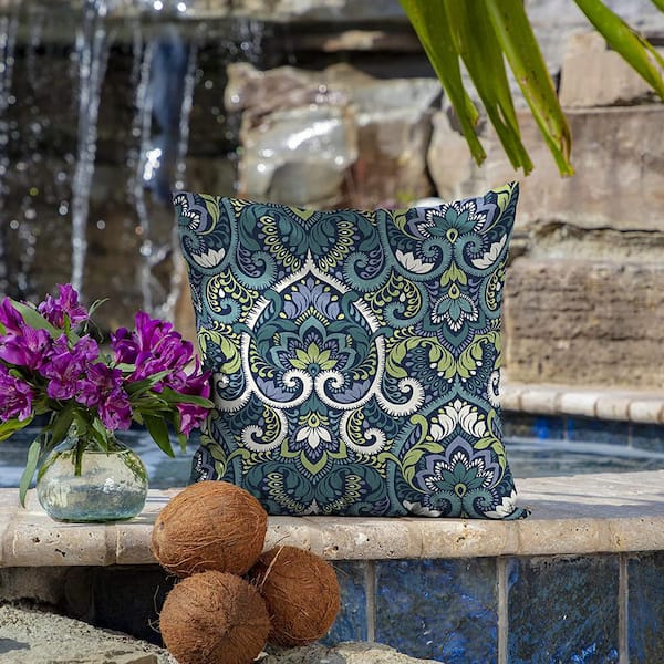 Arden Selections Sapphire Aurora Damask Outdoor Toss Pillow Set of 2