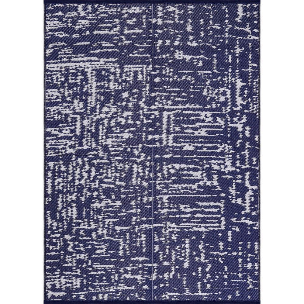 Lightweight Geometric Blue/White 5 ft. x 8 ft. Reversible Plastic Indoor/Outdoor Area Rug price history on PriceWatchPro