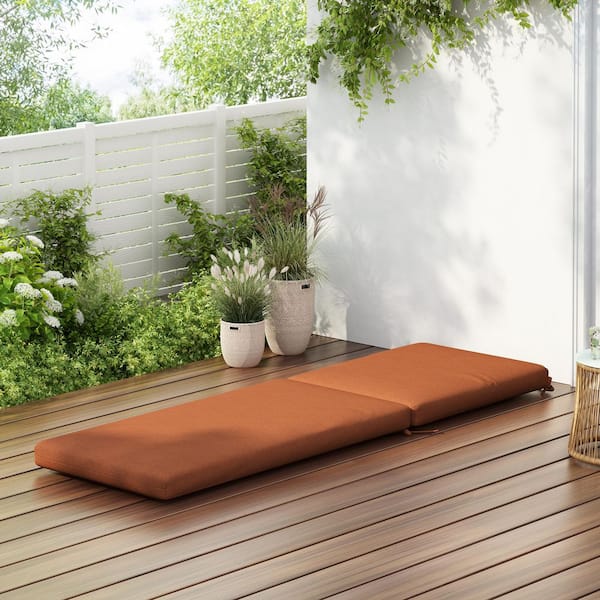 75 in. L x 23 in. W x 3 in. Thick Outdoor Chaise Lounge Cushion Patio Chaise Chair Cushion in Orange